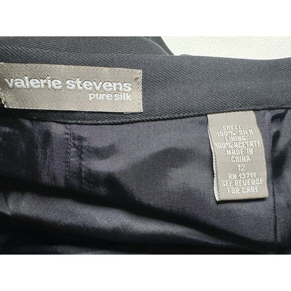 Valerie Stevens Pure 100% Silk Black Dress Pants Pleated Career Retro Women's 12 - Picture 5 of 10